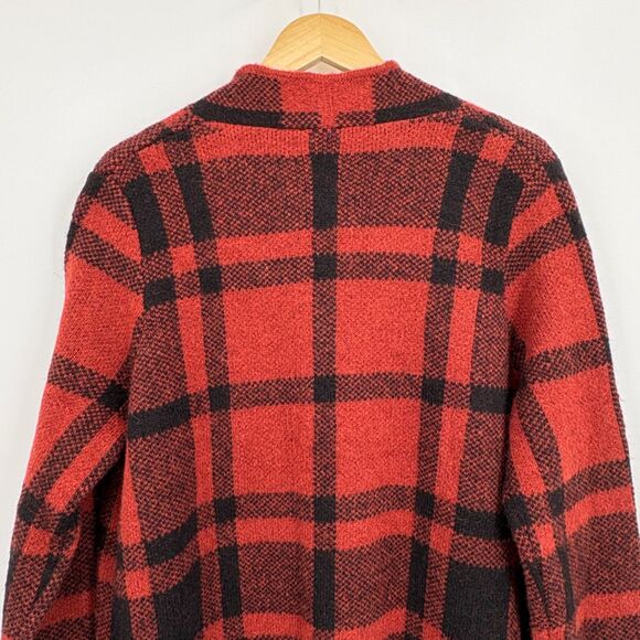 Soft Surroundings Cozy Cottage Long Open Cardigan Red Plaid, PXL, Wool Alpaca - Picture 5 of 8